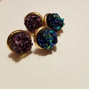 Rue21 | Purple & Blue Rock Crystal Earrings Sets